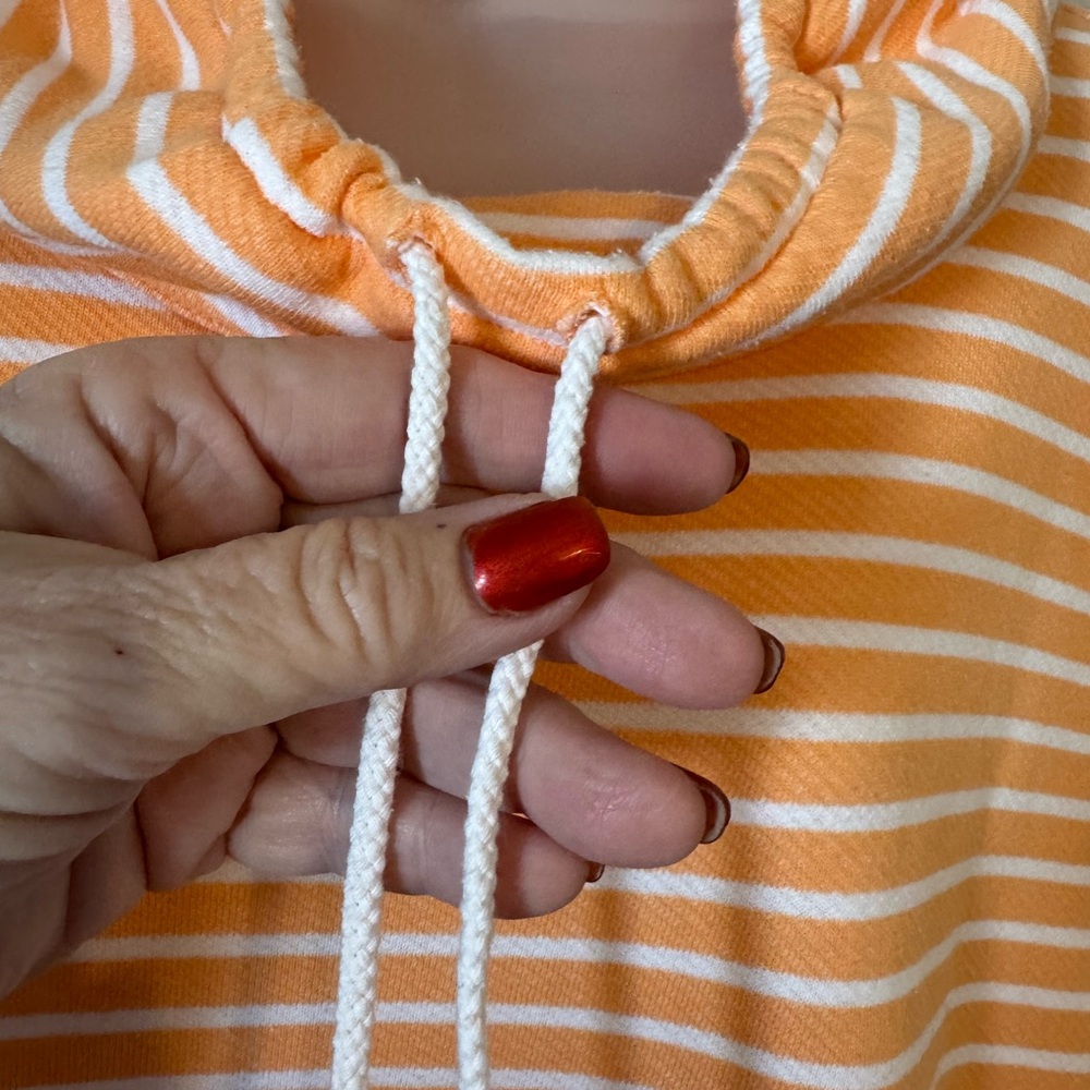 T by Talbots SPRING Melon & White Cowl Neck w/Drawstring Pullover PLUS:  2X   #L - Picture 2 of 7